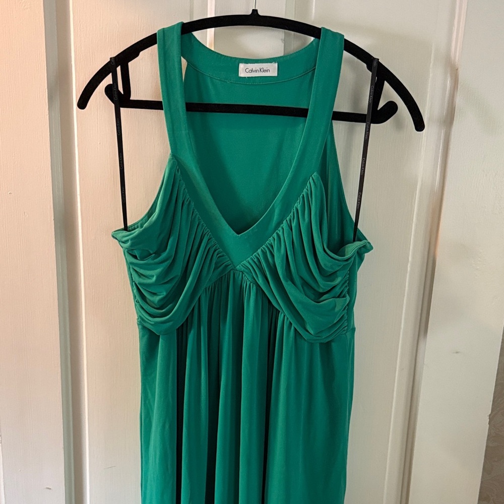 Calvin Klein Teal Gathered Front (halter) Dress